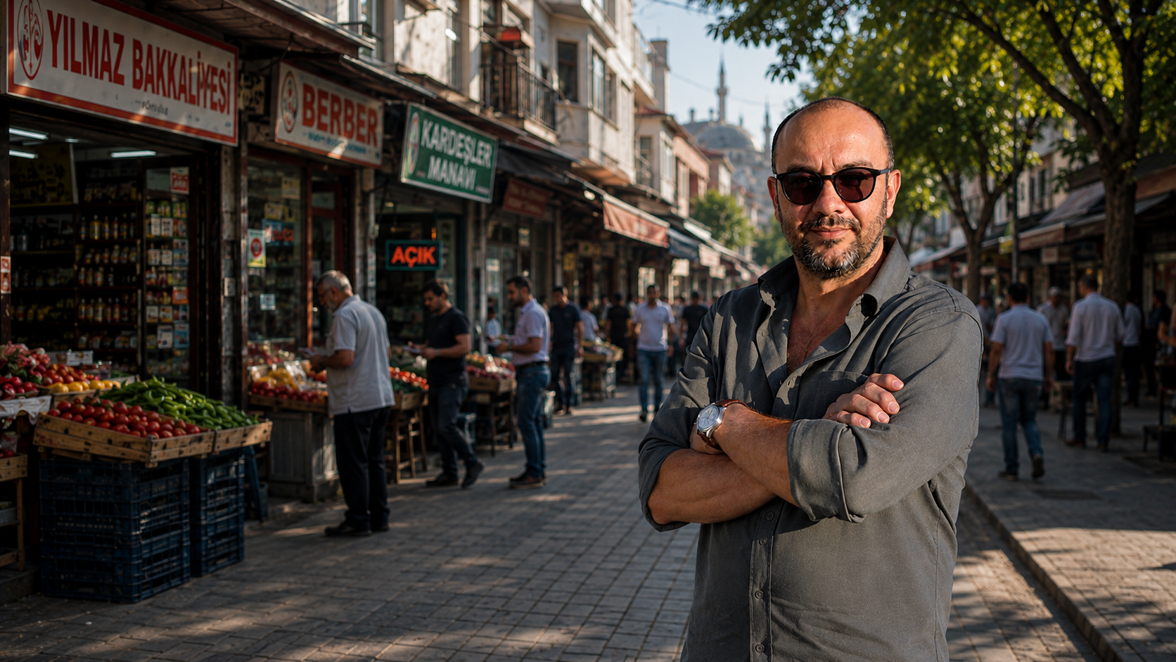 Yerel işletmelerin bulunduğu İstanbul sokağında Eren